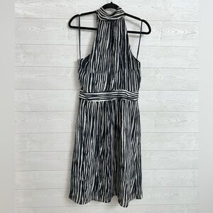 Banana Republic Women’s Black Striped Halter Dress. Size 10